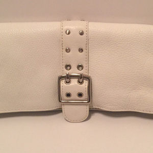 White Leather Clutch Handbag